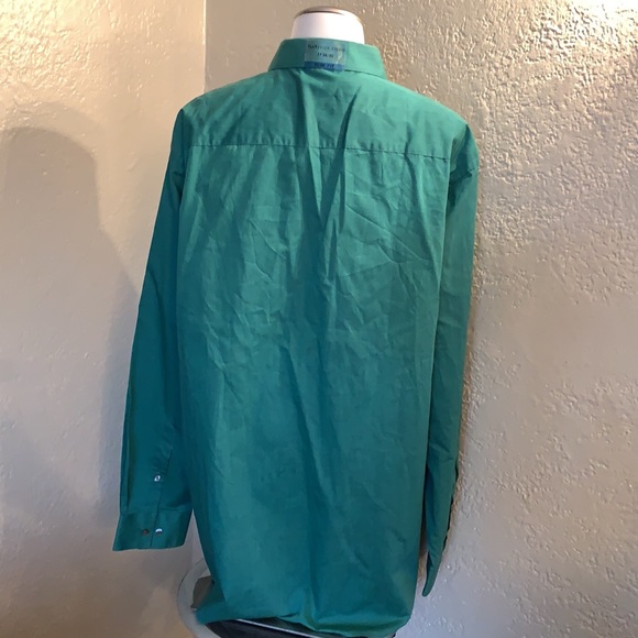 NEW VanHeusen Studio Slim Fit Wrinkle Free Stretch 17 34/35 NWT Pine Green $45 - Picture 5 of 9